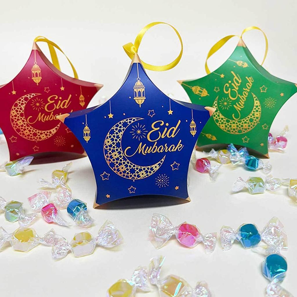 Eid Mubarak Gift Box Bag Candy Cookie Boxes Celebration Colorful Gift Packaging Decoration Set Muslim Lslamic Party Favor Suppli