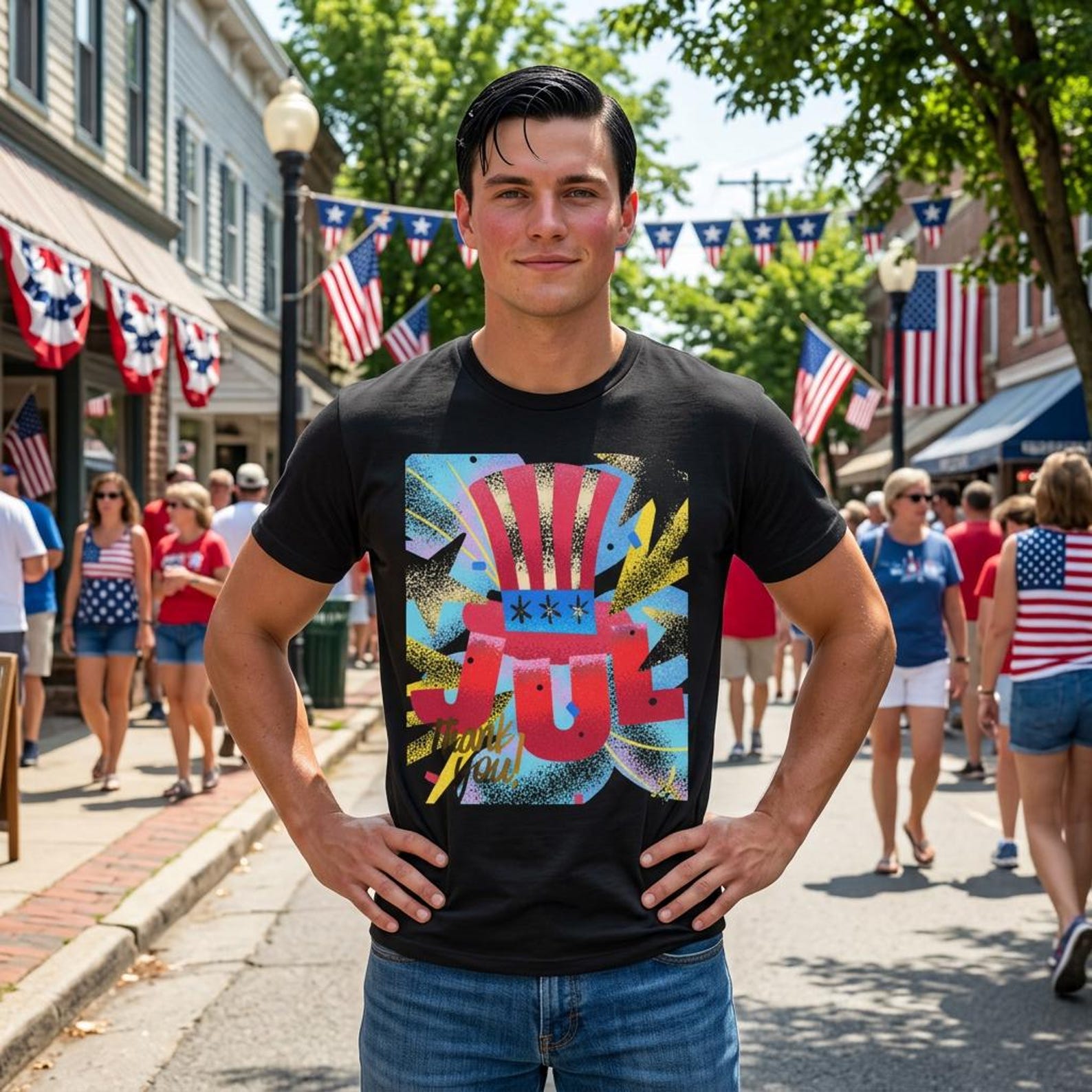 Patriotic Uncle Sam Hat Tee | Fourth of July American Flag Shirt 3XL