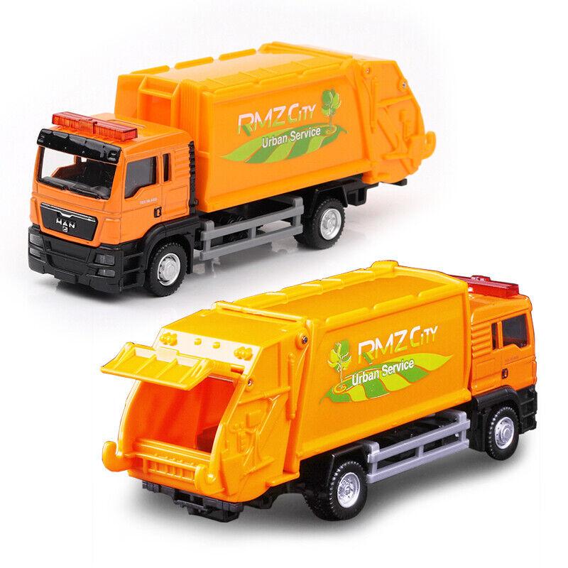 1/64 Man Garbage Truck Trash Bin Model Car Diecast Gift Toy Vehicle Kid