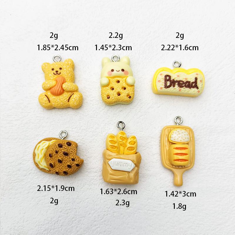 6Pcs New Cute Cartoon Bear Simulation Food Flat Back Resin Cabochons Scrapbook Diy Wedding Hairpin Accessories Craft