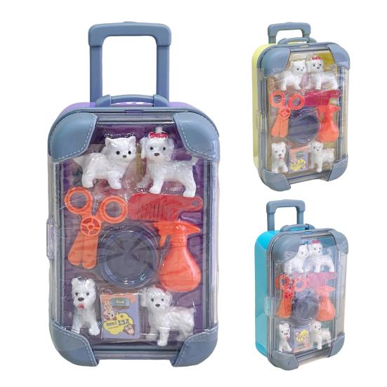 Dollhouse Mini Suitcase Trolley Luggage Handbag Model Candy Box Toy Stand Pretend Play Toy Suitcase Toys for Doll House Decor Pet Grooming Dressing