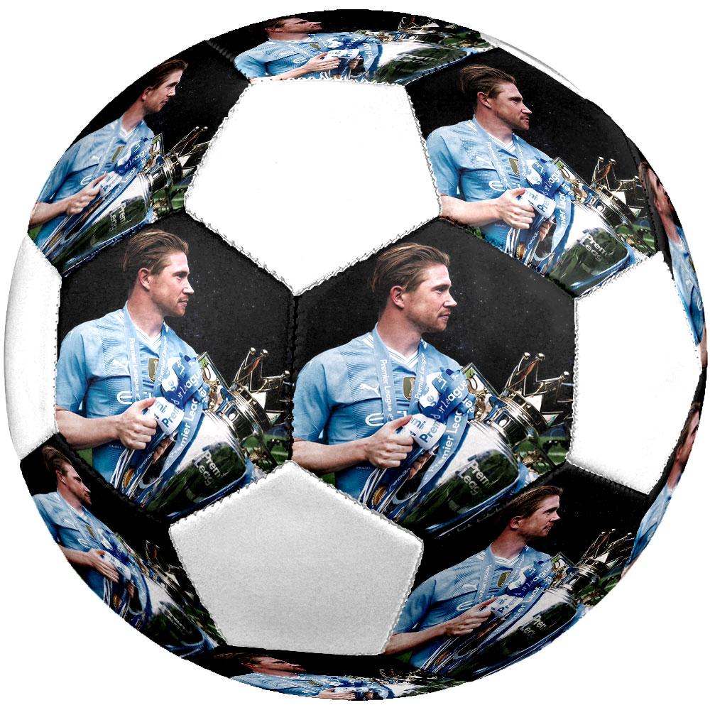 Kevin De Bruyne Printed Size 5 Soccer Ball, Machine-Stitched PVC, Durable & High Bounce, All Ages Fit, Fan Merchandise, Matches & Outdoor Use.