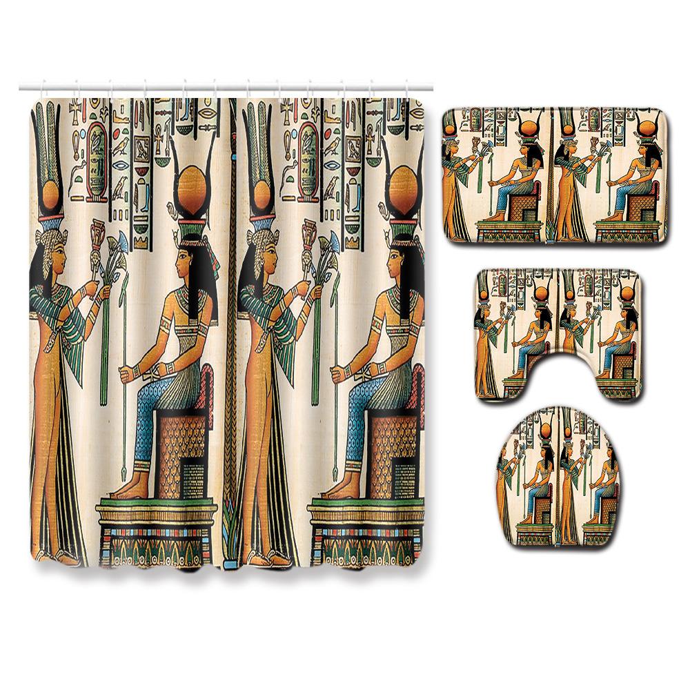 African American Women'S Bathroom Four-Piece Combination Set Household Door Mat Absorbent Non-Slip Floor Mat Carpet