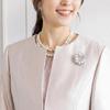 Used GOKEI Brooch Pin, Cubic Zirconia, Wedding, Stylish, Flower, Ribbon, Wreath, Leaf, Gold, Entrance Ceremony, Admission Ceremony, Graduation