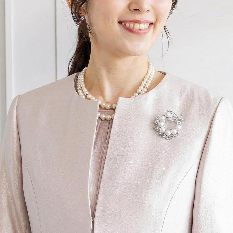 Used GOKEI Brooch Pin, Cubic Zirconia, Wedding, Stylish, Flower, Ribbon, Wreath, Leaf, Gold, Entrance Ceremony, Admission Ceremony, Graduation