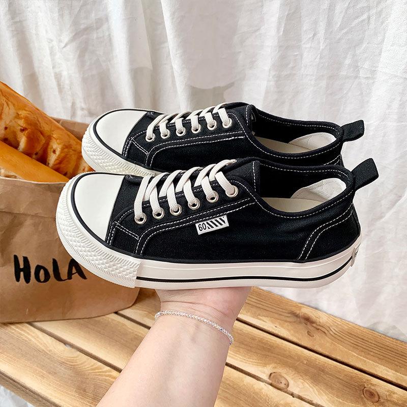 Spring new simple canvas shoes female students versatile ugly cute thick baseplate shoes big head women's shoes