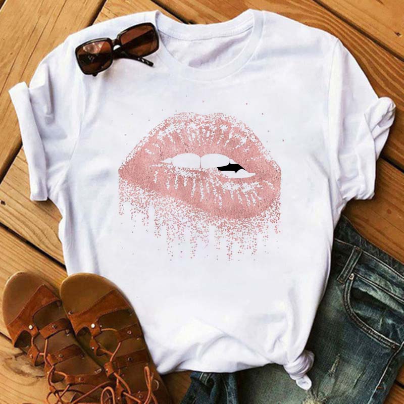 Red Lip Trend 2025 Women S and Men S T-shirts Top Cartoon Neutral Graphics 100% Pure Cotton Top Short Sleeves 2D Print