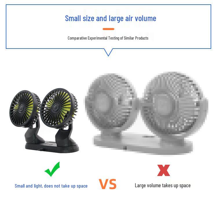 Dual-Head Rotatable Portable Car Fan