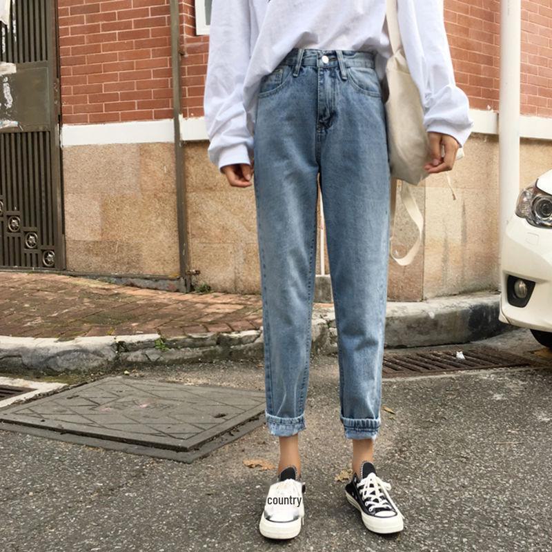 "Summer 2020 Women's High-Waist Wide-Leg Jeans - Chic Korean Style"