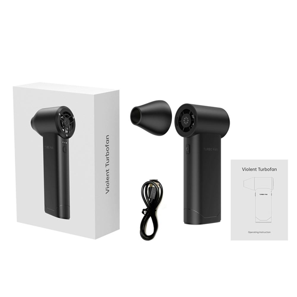 

130000 об/мин Мини турбореактивный вентилятор с бесщеточным двигателем, перезаряжаемый турбовентилятор с 3 скоростями, ручной канальный вентилятор, пылеуловитель для кемпинга чёрный
