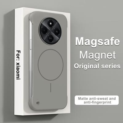 Ultra Thin Frameless Magnetic Case For Redmi 14C Magsafe Wireless Charging Hard PC Matte Shockproof Cover For POCO C75 Shell