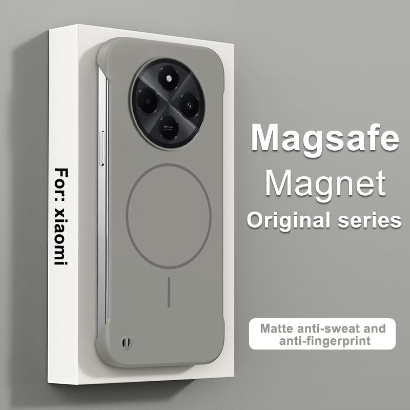 

Ультратонкий безрамочный магнитный чехол для Redmi 14C Magsafe Беспроводная зарядка Жесткий ПК Матовый Ударопрочный Чехол для POCO C75 Накладка Redmi 14C