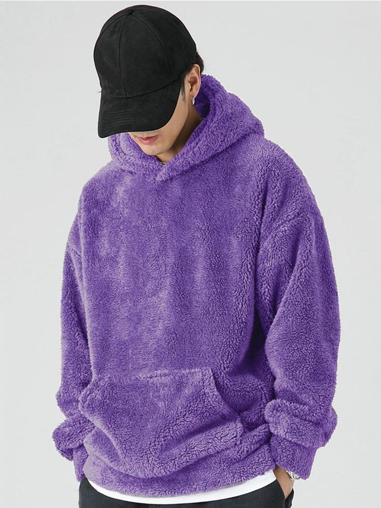 Autumn & Winter Slim Long-sleeved Coral Velvet Personality Wind Casual Men's Hooded Sweater Moisture Wicking Comfortable Skin-friendly Breathable Tops