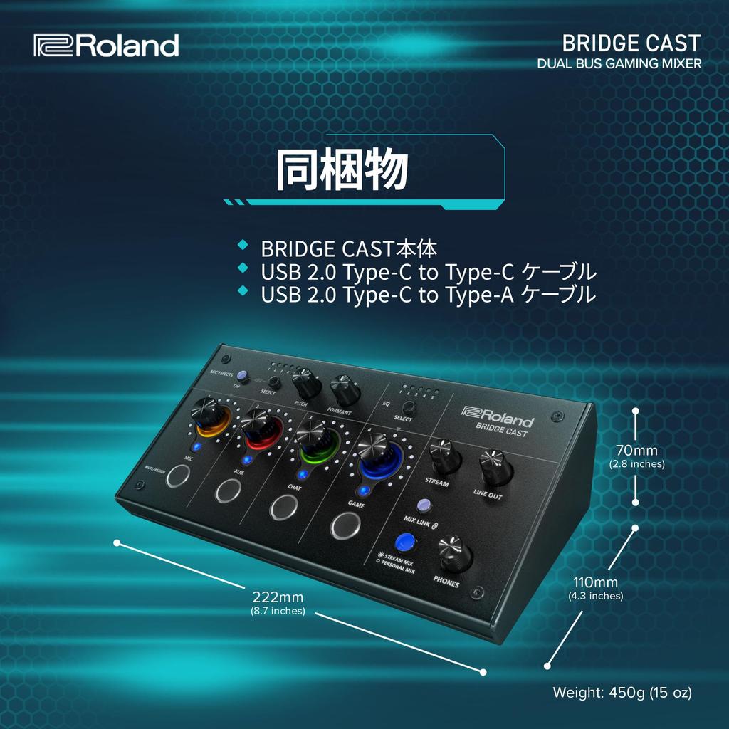 Roland BRIDGE CAST Gaming DAC/Audio Interface/Streaming/Gaming Mixer/Audio Mixer/Mac/Windows/Bridge Cast/Black