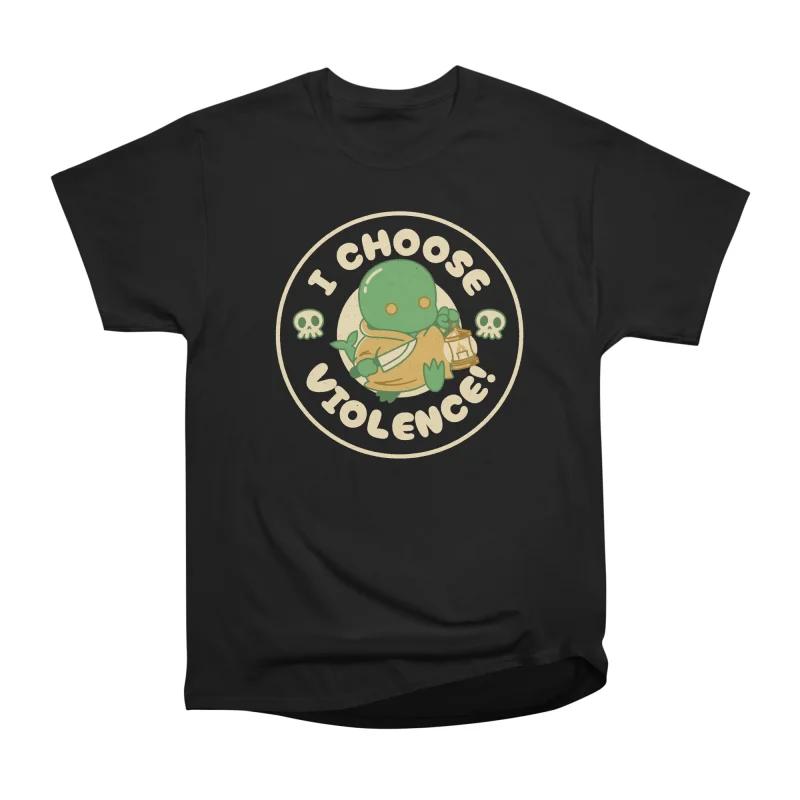 Men Casual Shirts Short Sleeves I CHOOSE VIOLENCE Tees Oversized T-shirts S чёрный