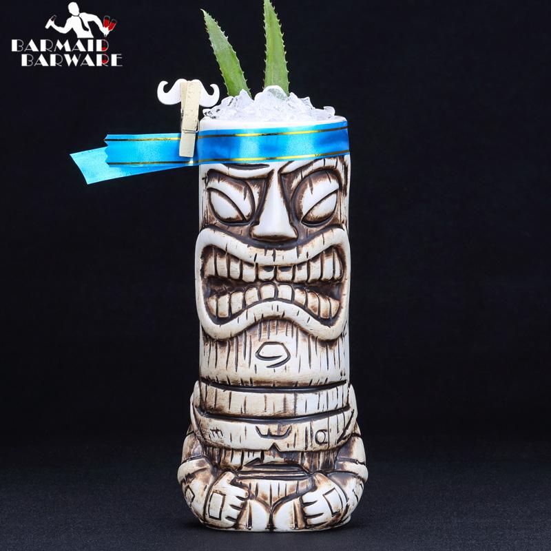 600ml Ceramic Tiki Mug Creative Porcelain Beer Wine Mug Cup Bar Tool