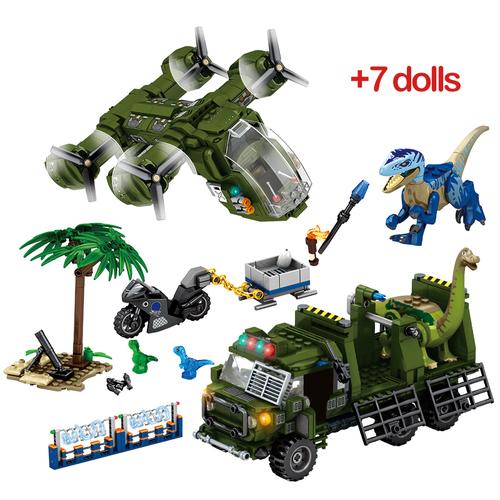 Jurassic World Dinosaur Park Tyrannosaurus Rex Pterosauria Truck Series Byggeklosser Dinosaur Bil Murstein Leker Barn Gaver