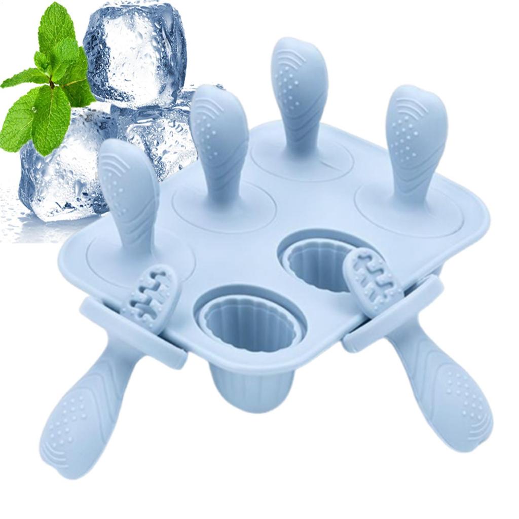Silicone Ice Pop Molds Kids Ice Mold 6 Cavity Baby Ice Pop Mold Cake Pop Mold Reusable Easy Release Freezer Treats Tray