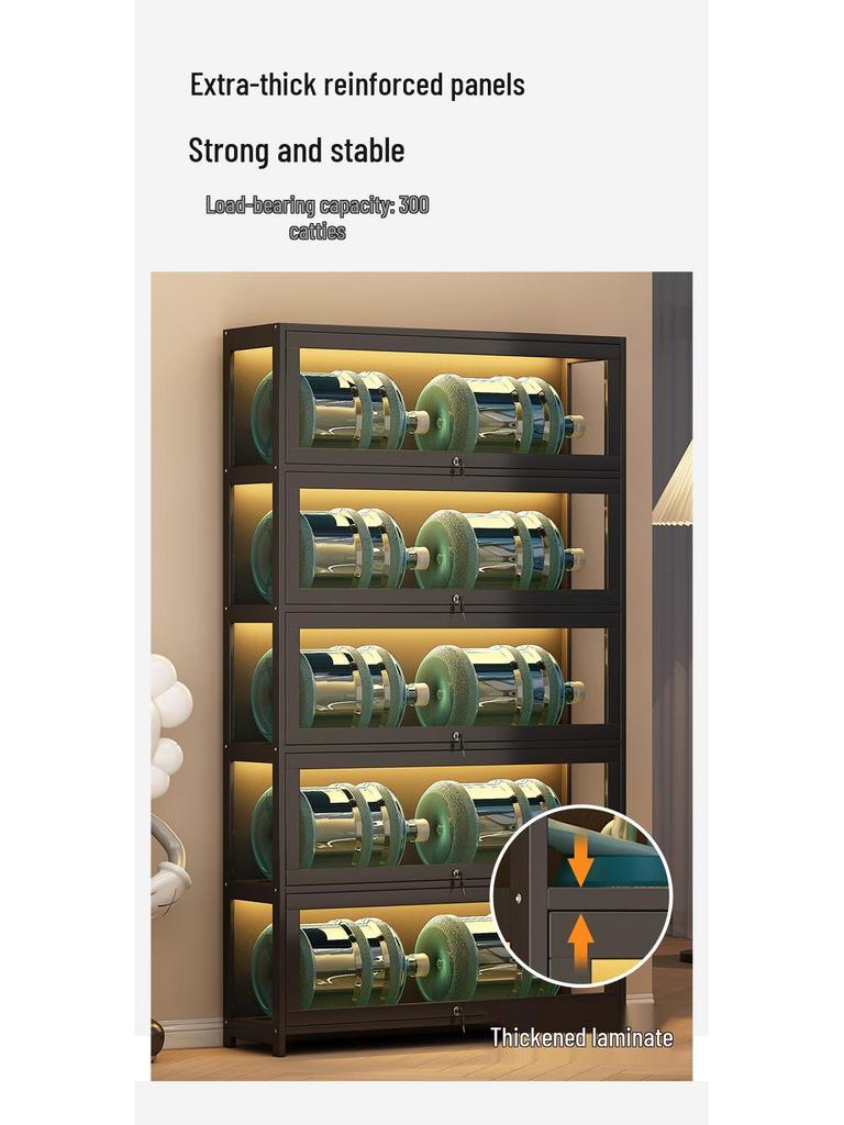 Acrylic Lockable Display Case with LED Lights for Figurines and Models, Dustproof Transparent Stand