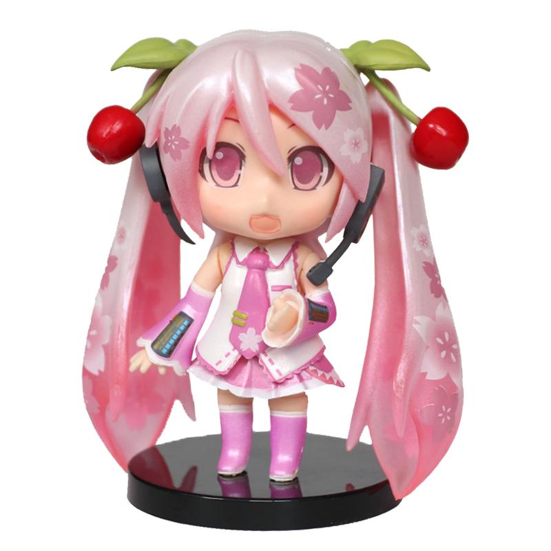 Anime Miku Figure Mini Character Ornaments Cherry Blossom Pink Leek Green Glacier Snow Blue Hatsune desk Decoration Toy Gift