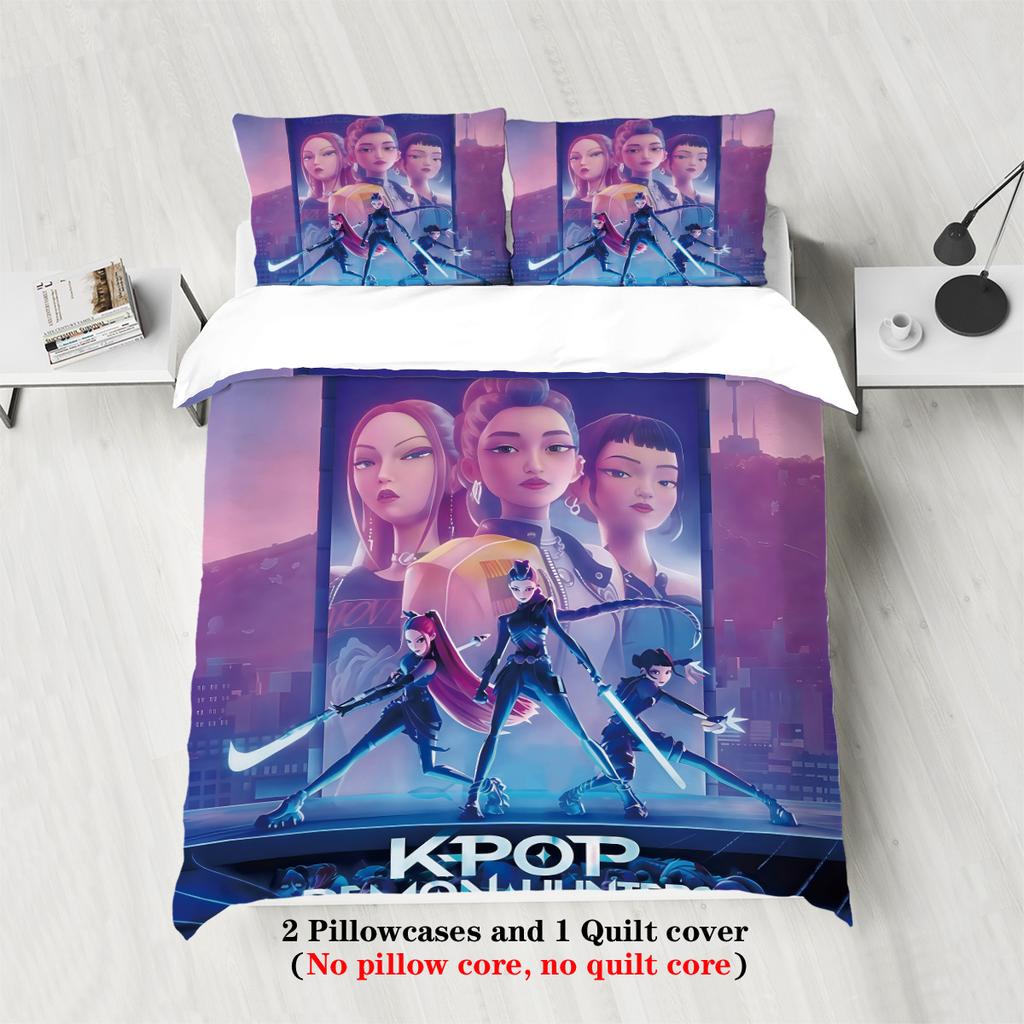 Set Letto KPOP Cacciatori di Demoni Queen King Size EU Singolo Copripiumino Copriletto Set Copripiumino Con Federe Per Compleanno Ragazze