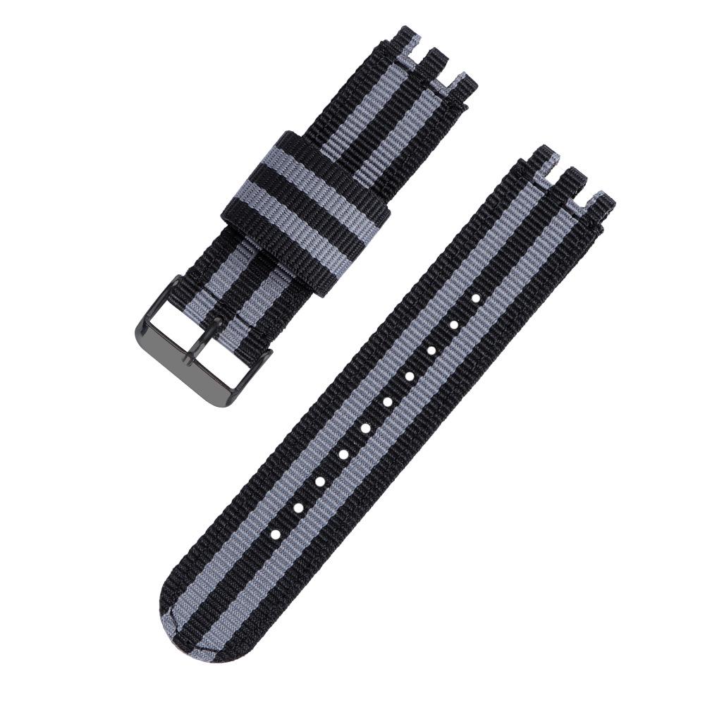 SWATCH Horloge Compatibele Nylon Canvas Band, Geribbeld, 17/19/20mm