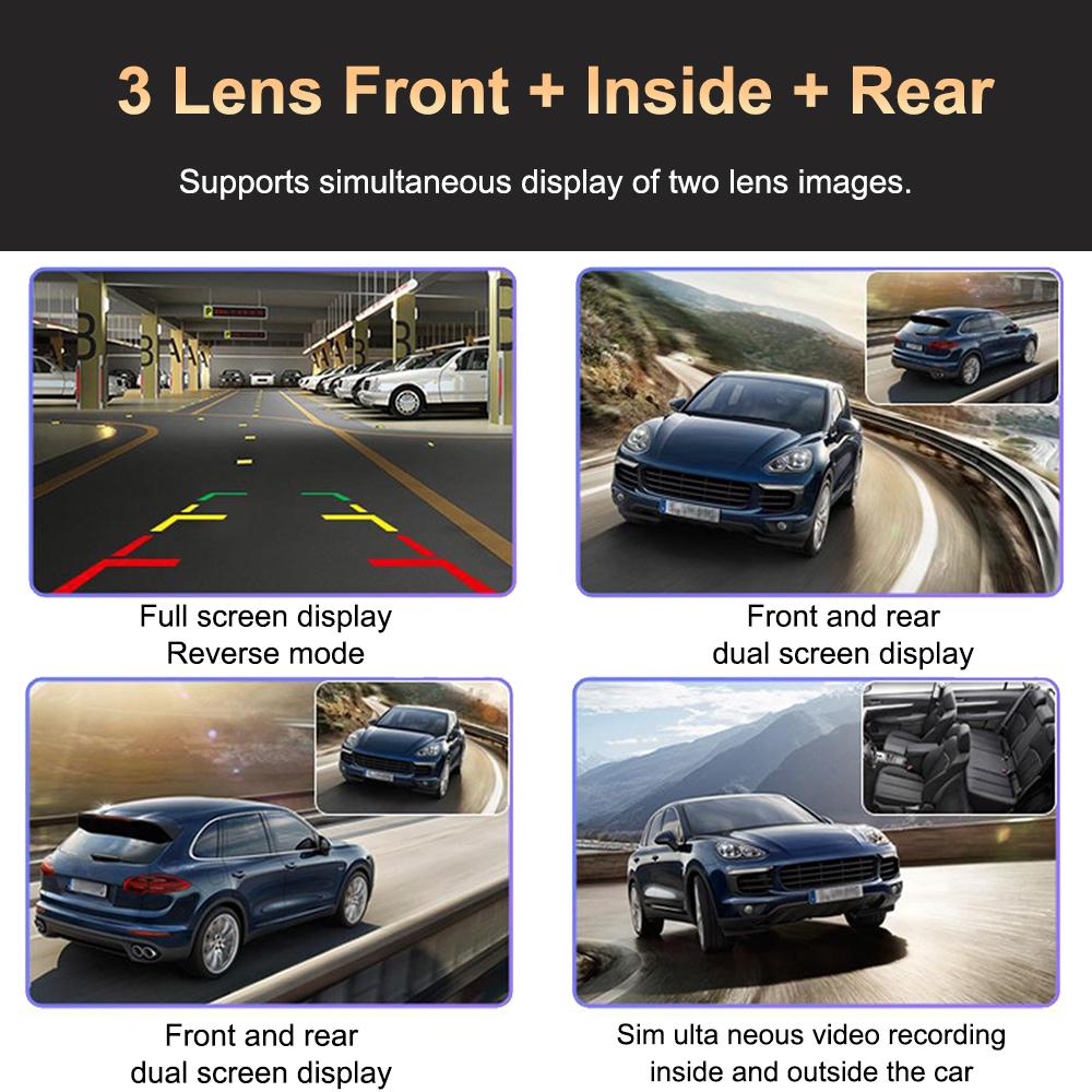 Three Recording High-definition Night Vision 3-channel Reversing Camera Integrated Car Driving Recorder