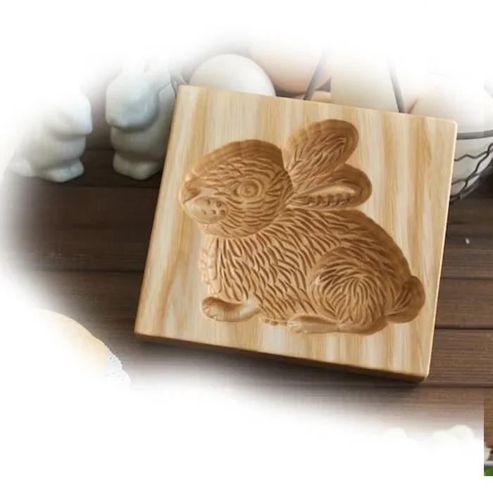 DIY Wooden Shortbread Mold Raspberry Heart Carved Gingerbread Cookie Mold Kitchen Cutter Molds For Valentine's Day Easter Party