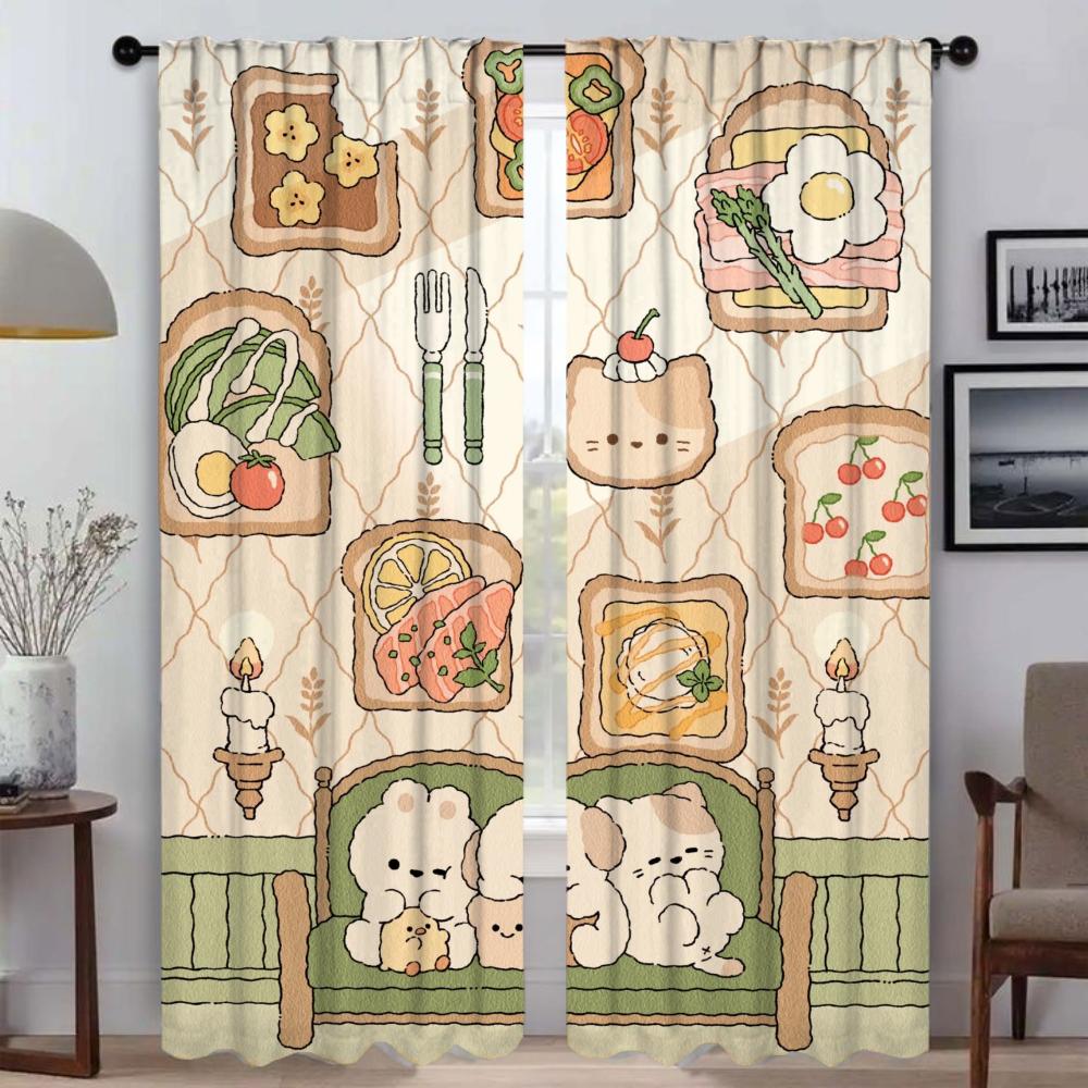 

Плотные шторы для комнаты, 2 панели, животные, лес, противомоскитные шторы, жалюзи, тюль для спальни, перегородки, жалюзи, гостиной, кухни W60xH90cmx2pcs-CL