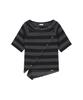 MISEKI SEOUL Diagonal Crochet Knit Top Stripe