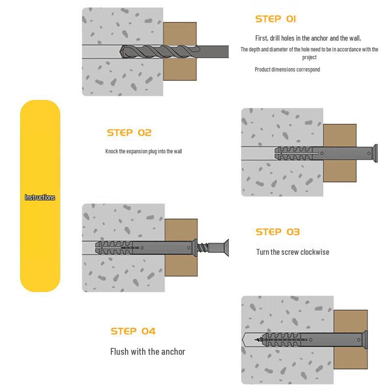Mashifu Plastic Expansion Anchor Screw Set