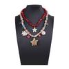 Personality Trend Leisure Ocean Resort Wind Double Layer Stacked Turquoise Ceramic Starfish Small Fish Pendant Women's Necklace