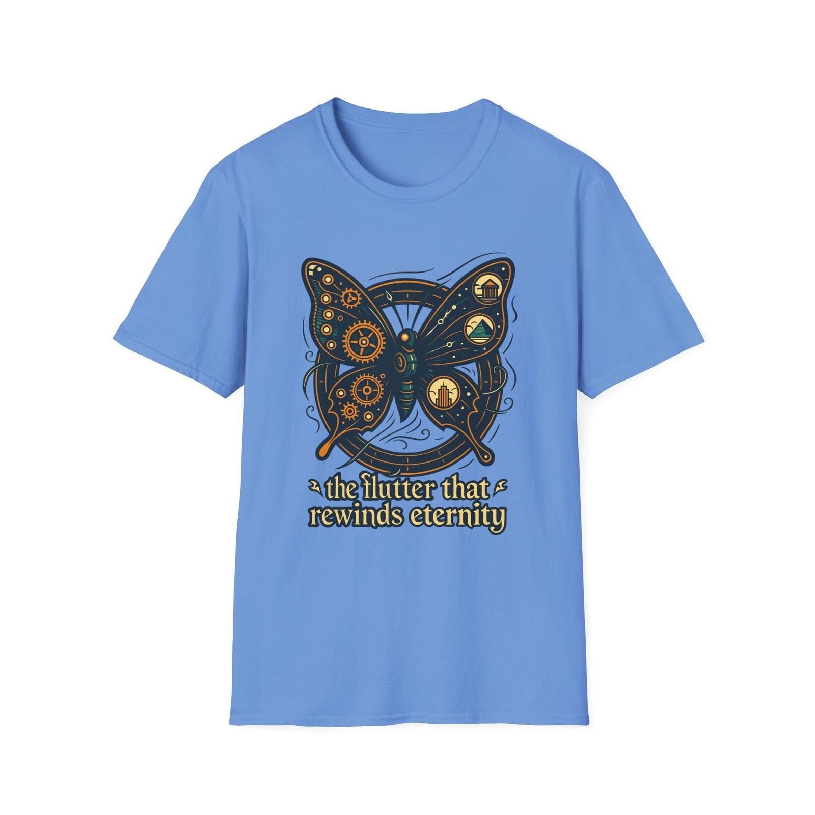 Unisex Softstyle T-Shirt Mens Womens Tees Top Steampunk Butterfly Time Travel Sci-Fi Surreal Design L