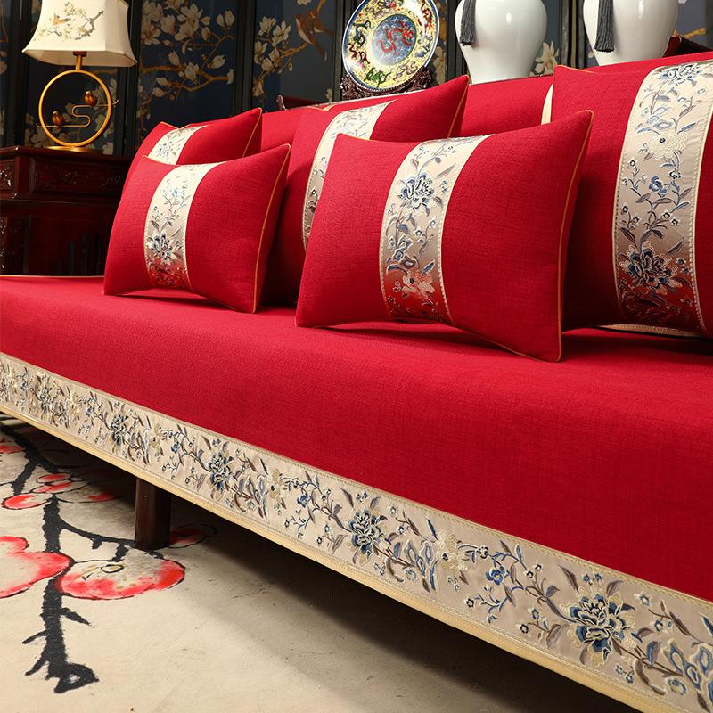 Chinese Mahogany Sofa Seat Cushion Cover High-Grade Non-Slip Solid Wood Sofa Cushion Cover Brohan Bed Cushion Cover Towel
