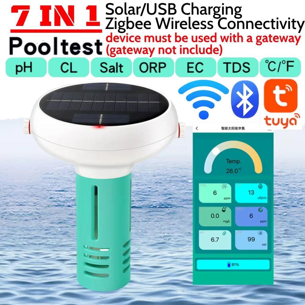 WiFi Intelligent Chlorin Meter PH/ORP/EC/Temp/CL/Salt Water Quality Tester  Aquarium