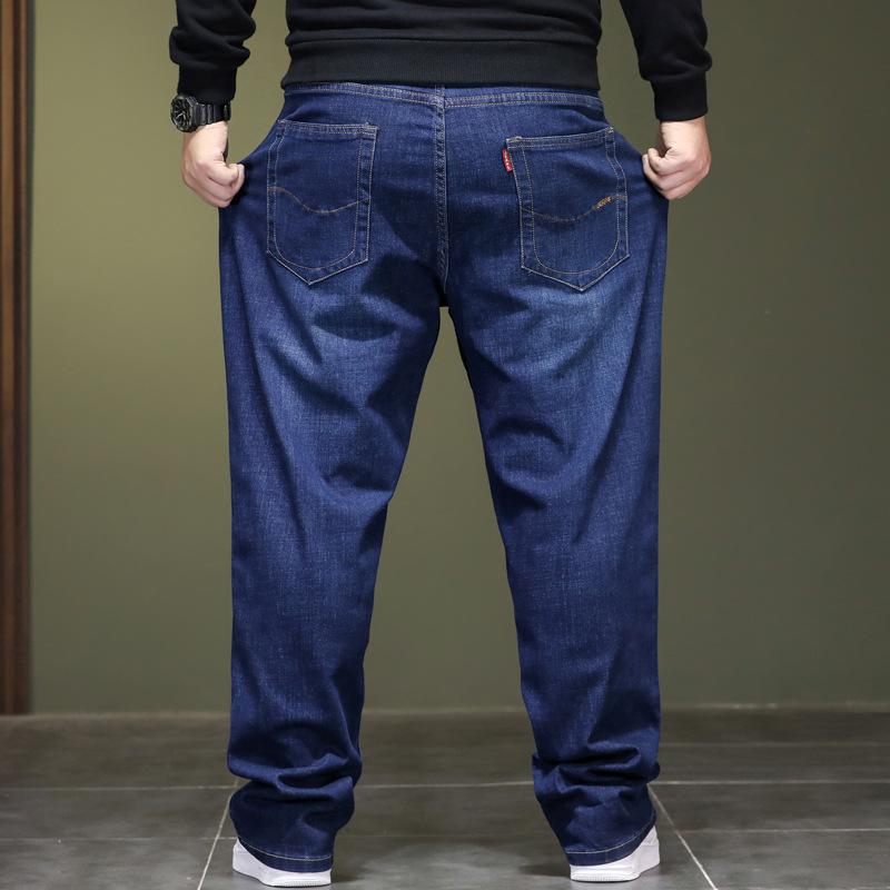 Autumn Stretch Denim Trousers for Men - Plus Size, Relaxed Fit Straight Leg Slim Cut Long Trousers