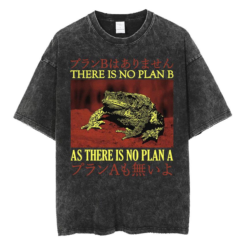 The Horrors Are Never Ending Yet I Remain Silly T-shirt Funny Japanese Style Frog Retro Washed T Shirt Men's Oversized Tees Tops