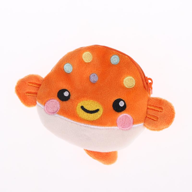 1Pcs Plush Zipper Coin Wallet Cute Pufferfish Mini Coin Purse Women'S Small Change Bag Key Earphone Pouch