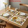 2Dflat Printing 4pcs Placemats Easter Spring Decoration Heart Frame Rabbit Basket Colorful Egg Pattern Printed Placemats