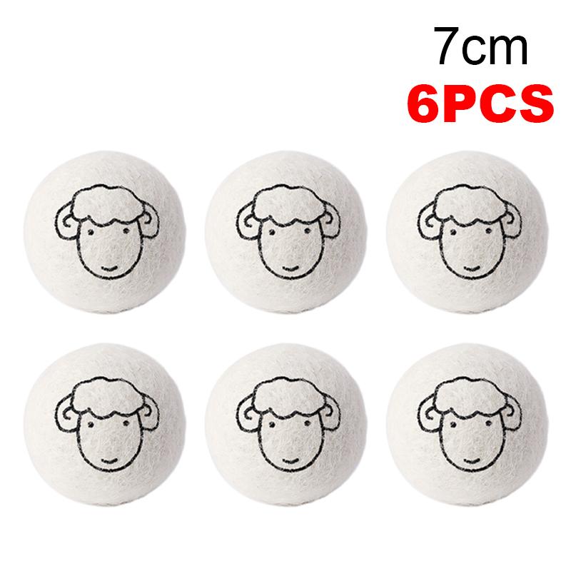 6pcs Reusable Wool Dryer Balls Home Washing Fleece Drying Laundry Ball Clothes Softener Washing Machine Accessories 3/4/5/6/7cm