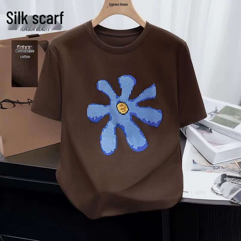 Sibaishe Women s Round Neck Floral Print Loose T-Shirt L