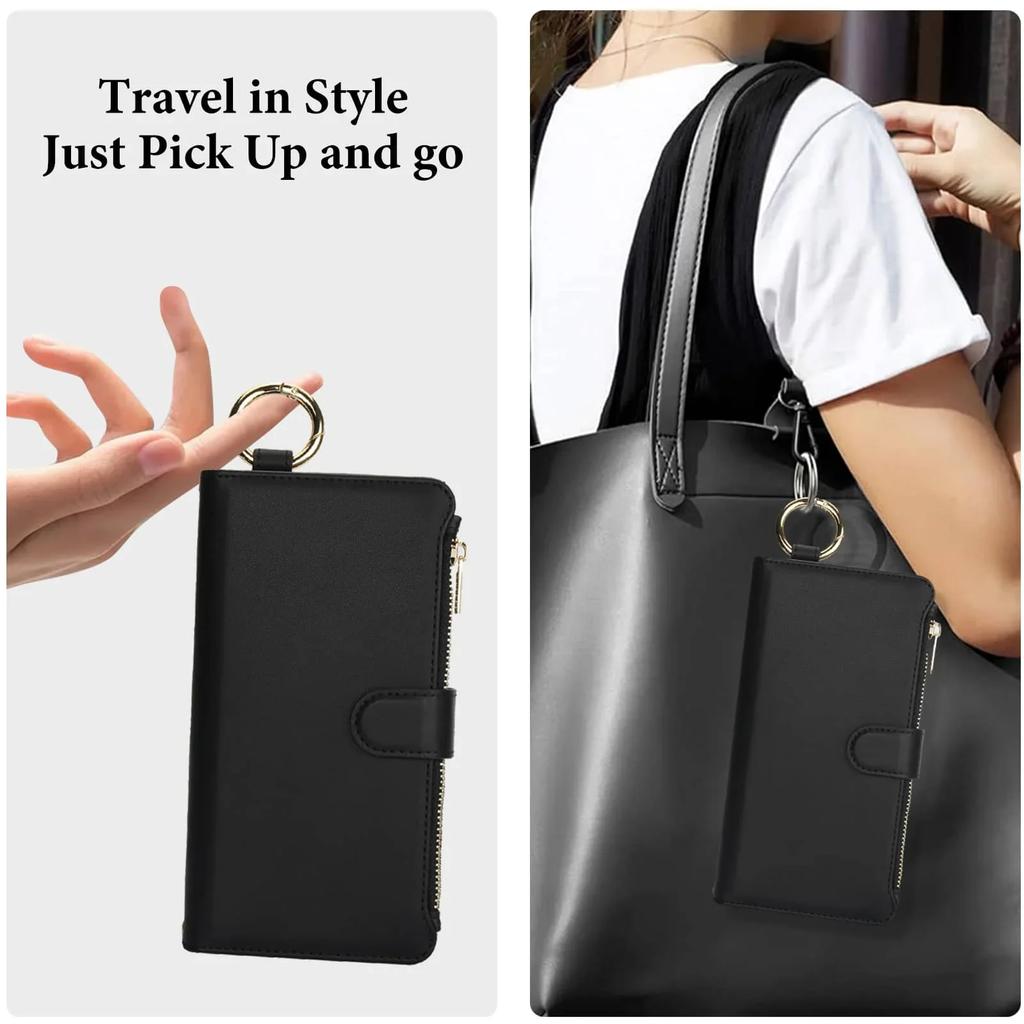 for Samsung Galaxy S24/S23/S22/S21 Ultra Note 20 Ultra Wallet case with Zipper Credit Card Holder RFID Blocking,Flip Folio Cover