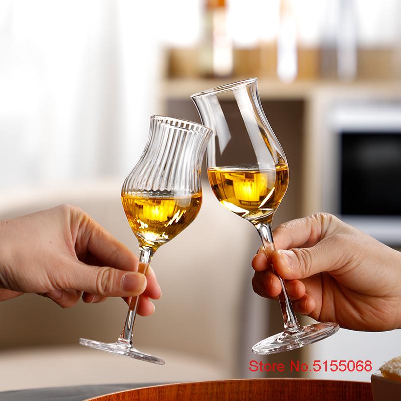 Japanese Style Harp Stripe Whisky Goblet Cognac Brandy Snifter Copita Nosing Glass Crystal Tulips Whiskey Smelling Tasting Cup