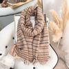 Retro design striped color matching scarf, high-end trend fashion women's imitation cashmere warm scarf