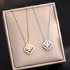 Lucky Four-Leaf Clover Titanium Steel Necklace: Women's Elegant Clavicle Chain with Versatile Design