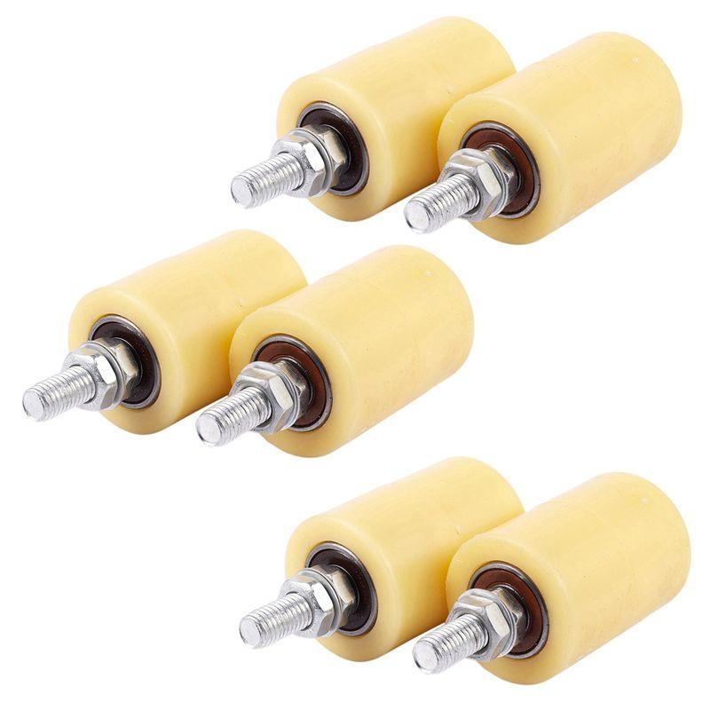 Aug. 6PCS 50X70mm PP Steel Flat Roller Bearing Guiding Wheel 6201 Screw For Electric Door Sliding Gate