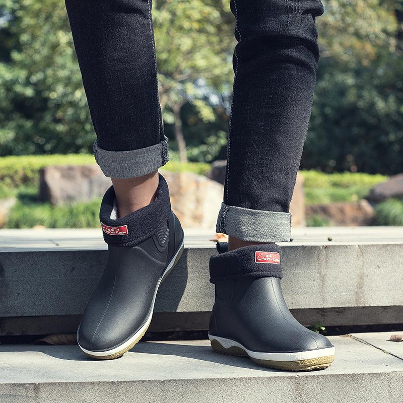 Ankle Men's Rain Boots Rubber Platform Rainboots 2024 Fall Slip On Rain Shoes Male Waterproof Work Boots Winter Men Rain Boots