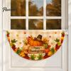 Semicircular Autumn Party Supplies Fall Bunting Fan Flag for Outside, 1.5 X 3ft Turkey Pumpkin Maple Eucalyptus Leaf Holiday Pattern Hanging