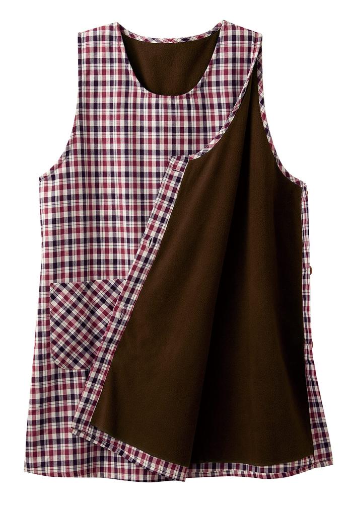 Warm Size LL Fleece-lined Side-button Apron, Wine-themed,