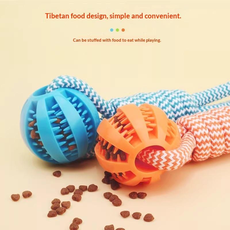 Pet Tooth Cleaning Chewing Food Leak Ball Interactive Tug Dog Rope Toy Dogs Chew Slow Feeding Boredom Relief Rope Ball Toys